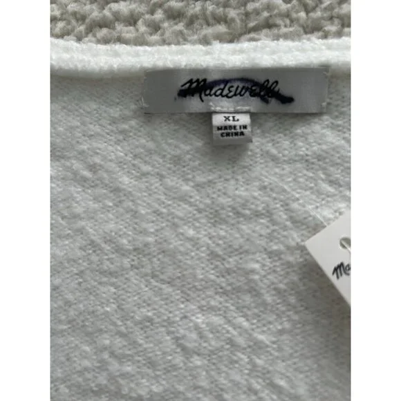 Madewell Wedged V-Neck Sweater Ivory Cotton Wool Blend Size XL NT587 - Picture 6 of 9